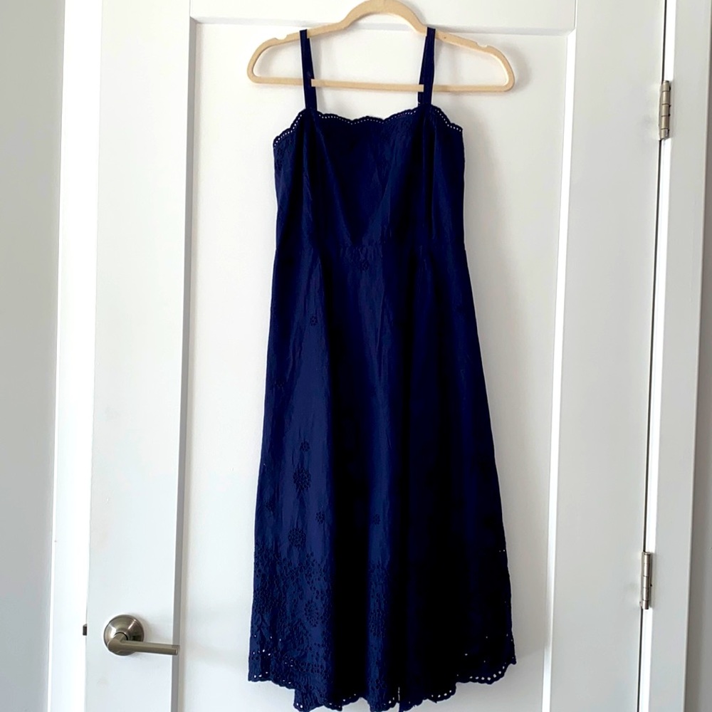 GAP SQUARENECK EYELET MIDI DRESS